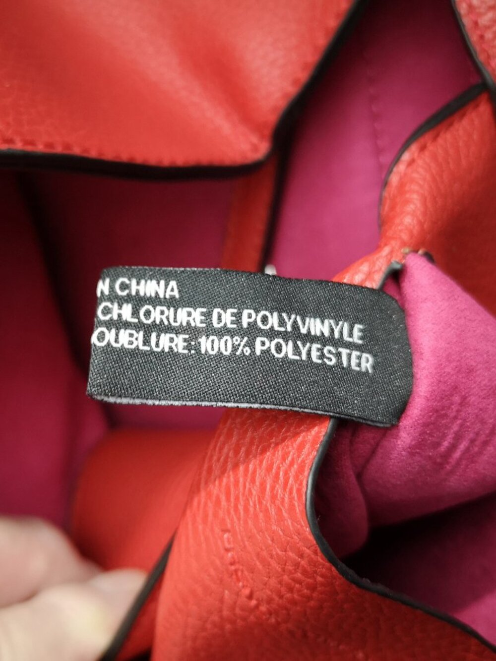 French Connection Red Faux Leather Pebble Finish Magnetic Closure Backpack Lined - Picture 6 of 10